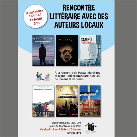12 avril 2024 - Bibliothèque de Montmirey-la-Ville - Rencontre littéraire avec des auteurs locaux